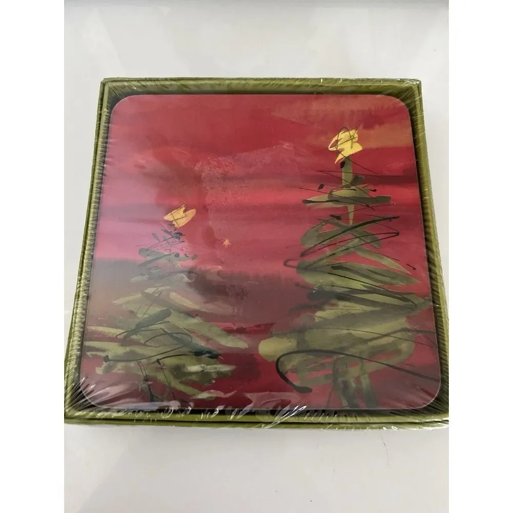 Rock Flower Paper 4 Coasters Abstract Cool Contemporary Christmas Tree 4